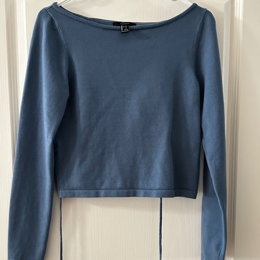 Cropped Tie-Back Sweater